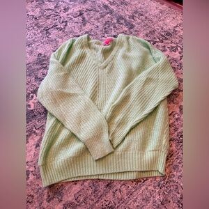 Lilly Pulitzer Light Green V-Neck Sweater